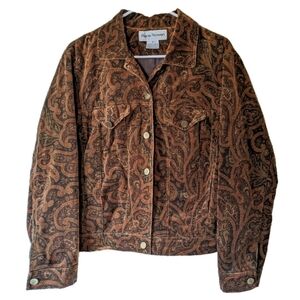 Rena Rowan vintage brown paisley velvet button-up jacket